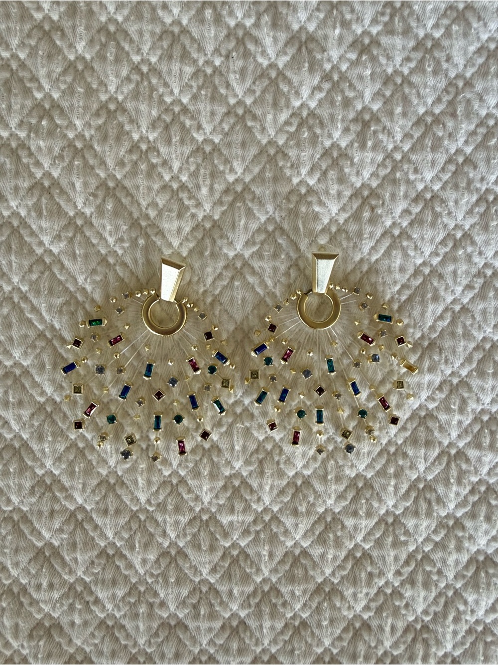 Kendra Scott Gold Multi-Colored Crystal Fan Drop Earrings